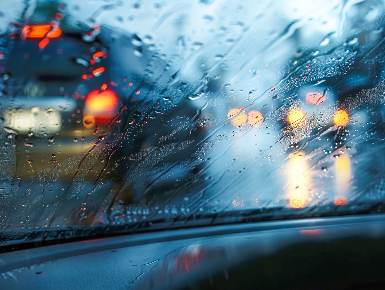 スリップする車